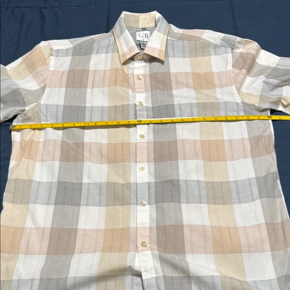 Geoffrey Beene Men’s SZ L (16-16 1/2) Checkered Short Sleeve Button Down Shirt - Picture 5 of 10